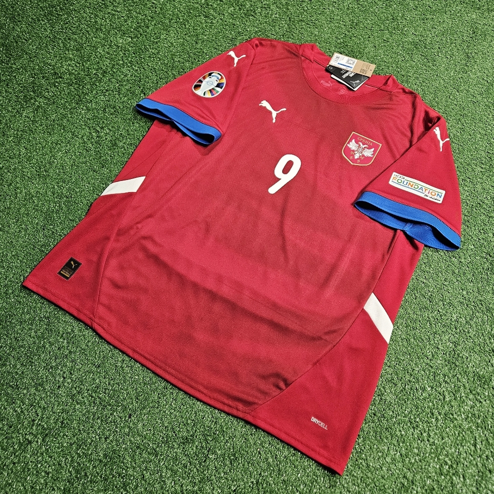 Puma Serbia Aleksandar Mitrovic #9 2024/2025 Home Jersey EURO 2024 PATCHES XL - Picture 5 of 16